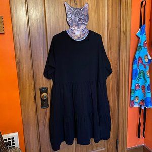 Old Navy 3x Black Jersey Tiered Trapeze Tshirt Dress